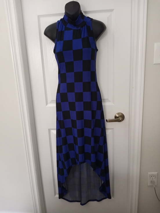 Pretty Young Thing Dresses & Skirts - Asymmetrical Blue & Black Checker Midi Dress